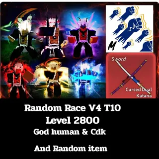 OP V4🔥 Blox Fruits Max Level 2800 | Random Race V4 (T10) | God Human + CDK | Good Items Cheap & Safe Account 💎