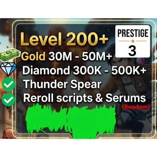 OP PRESTIGE 3 ACCOUNT | 200k-500k GEM 20M-50M GOLD | Random Items | Attack on Titan Revolution (AOTR)