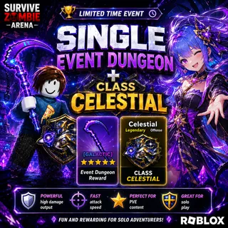 🔥 RARE ACCOUNT Survive Zombie Arena | Event Scythe + Celestial Class | Ready to Play