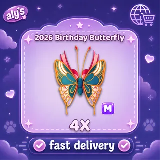 4x M 2026 Birthday Butterfly