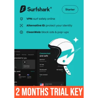 Surfshark VPN Unlimited Devices 2-Month Trial Key GLOBAL