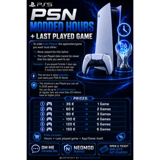 PSN｜PS5｜PS4｜MODDED HOURS 