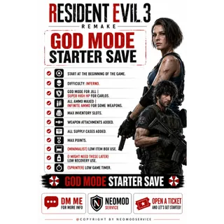 RESIDENT EVIL 3 MODDED SAVE PS5
