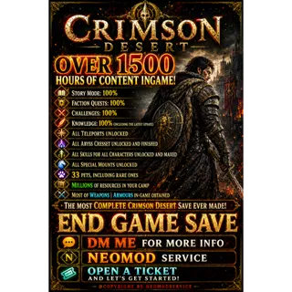 PS5 Crimson Desert ｜ God Mod Save｜Most equipment｜Most in the game｜100% Knowledge