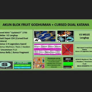 Blox Fruit Account GODHUMAN+CURSED DUAL KATANA