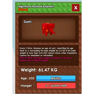 60KG+ Huge Rainbow Hatch Elephant - Grow A Garden