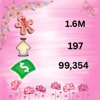 1.6M GINGER BREAD 99,354 bucks 197 age up