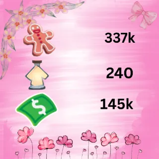 145k bucks 240 ageup 337k gingerbread