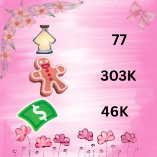 303k,GINGERBREAD buck,46k  ageup portions77. ADOPT ME , AGEUP AND BUCKS