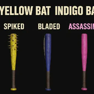 Rare Bat Set Indigo Yellow And Pink
