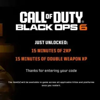 🔑 15 Min Double XP + 15 Min Weapon XP COD BLACK OPS 6