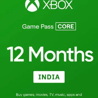 Xbox Game Pass Core 12 Month India