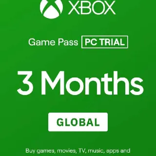 3 Month Xbox Game Pass For PC TRIAL GLOBAL