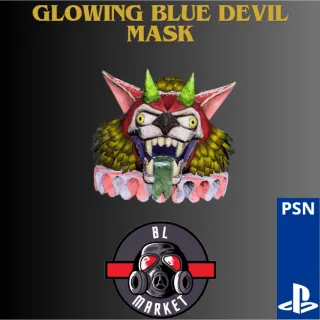 glowing blue devil mask