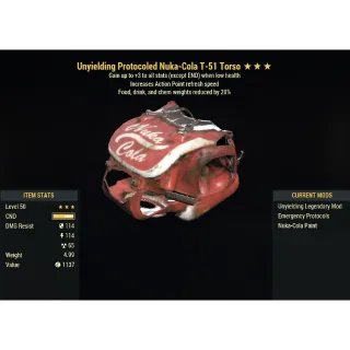 [PC] Unyielding T-51 Power Armor Set (Food, Drink, And Chem Weights Reduction) (5/5 AP Refresh)