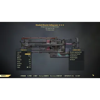 [PC] Bloodied Ultracite Gatling Laser (+25% Weapon Speed / 15% faster reload)