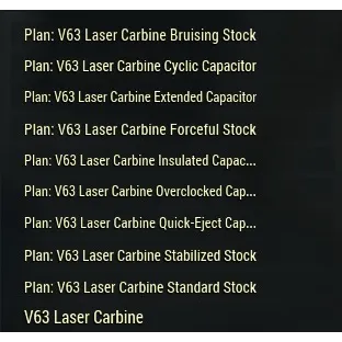 [PC] V63 Laser Carbine Bundle (Weapon + All Plans)