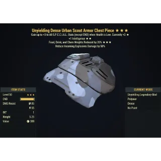 [PC] Unyielding INTELLIGENCE Urban Scout Armor Set (5/5 Food, Drink, and Chem Weights Reduction)