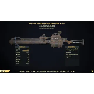 [PC] Anti-armor Railway Rifle (+50% Critical Damage / 25% less VATS AP cost)