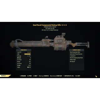 [PC] Quad Railway Rifle (+25% Weapon Speed / 25% less VATS AP cost)