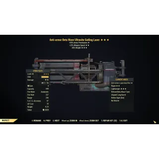 [PC] Anti-armor Ultracite Gatling Laser (+25% Weapon Speed / 90% reduced weight)