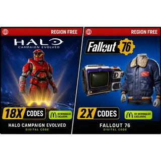 Halo Campaign Evolved McDonalds Skin Exclusive x 18 Codes + Fallout 76 Sugar Bomb Bundle x 2 Codes