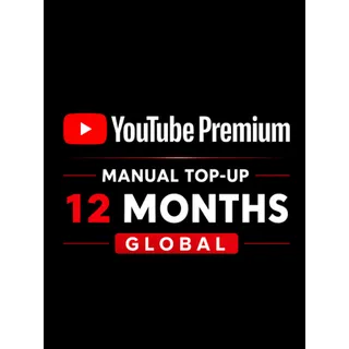 Youtube Premium Manual Top-Up 12 Months - GLOBAL 