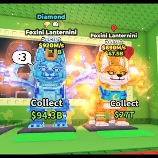 2x FOXINI LANTERNINI (diamond 920M, base 690M) (NEW BRAINROT) - STEAL A BRAINROT