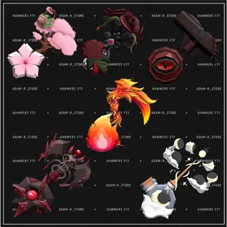  cherry blossom - gothic - ragebringer - fiery phoenix - bloodthirst - moon staff - Flee the Facility (Roblox)