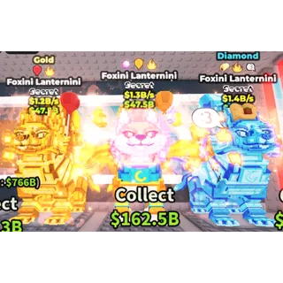 3X FOXINI LANTERNINI (GOLD 1.2B/s, BASE 1.3B/s, DIAMOND 1.4) VARY RARE, BEST PRICE 