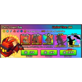 Build A Zoo - x10 Fiery Dragon Egg