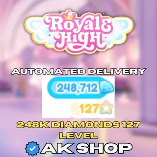 Royale High Trade Ready 127 Level Account | 248K Diamonds | No Mail | Automated Delivery