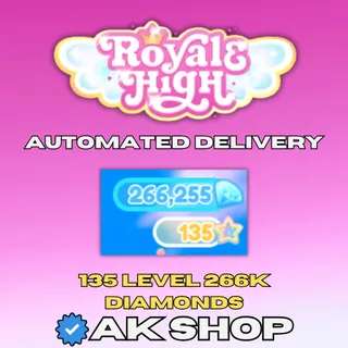Royale High Trade Ready 135 Level Account | 266K Diamonds | No Mail | Automated Delivery