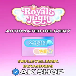 Royale High Trade Ready 148 Level Account | 291K Diamonds | No Mail | Automated Delivery