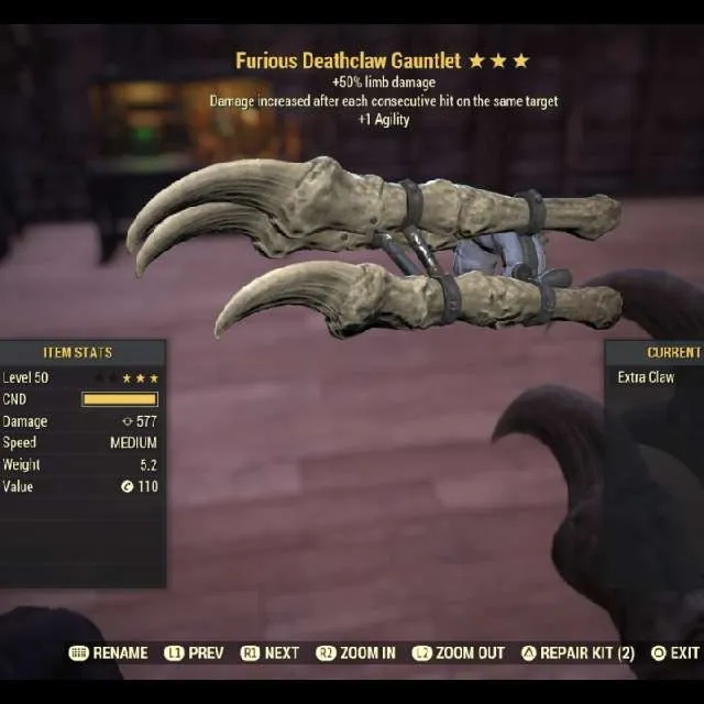 Weapon  Large (3*) Claw Gauntlet - Fallout 76 Game Items - Gameflip