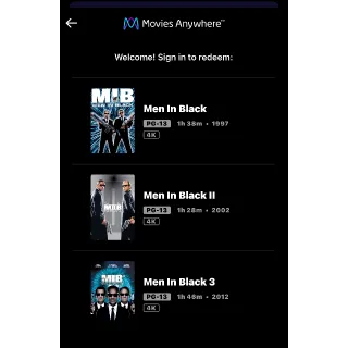 MEN IN BLACK Trilogy / 🇺🇸 / 4K UHD MOVIESANYWHERE