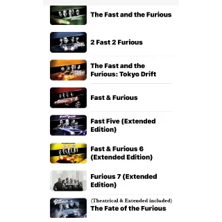 FAST AND FURIOUS 8-MOVIE COLLECTION / 4yv4🇺🇸 / 4K UHD MOVIESANYWHERE