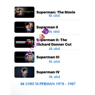 SUPERMAN 5-FILM Collection (1978-1987) / 🇺🇸 / 4K UHD MOVIESANYWHERE, 4K UHD VUDU