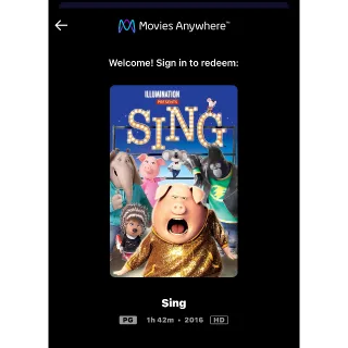 Sing (2016) / 🇺🇸 / HD MOVIESANYWHERE