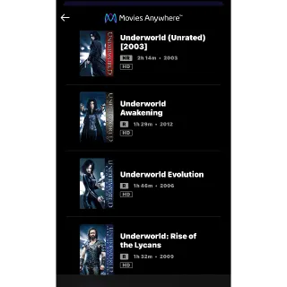 UNDERWORLD 5-Movie / 🇺🇸 / HD MOVIESANYWHERE, HD VUDU