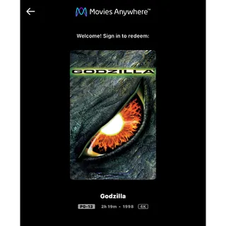 Godzilla (1998) / xeu1🇺🇸 / 4K UHD MOVIESANYWHERE