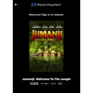 Jumanji: Welcome to the Jungle (2017) / 🇺🇸 / HD MOVIESANYWHERE