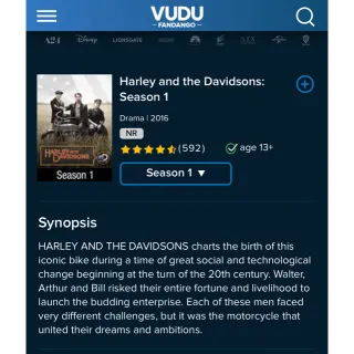 Harley and the Davidsons (2016) / b473🇺🇸 / HD VUDU