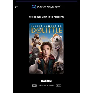 Dolittle (2020) / rg98🇺🇸 / HD MOVIESANYWHERE