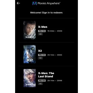 X-MEN Trilogy / 🇺🇸 / X-MEN + X2 + THE LAST STAND / HD MOVIESANYWHERE