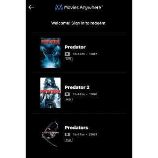 PREDATOR 4-Movie Collection / 🇺🇸 / HD MOVIESANYWHERE, HD VUDU