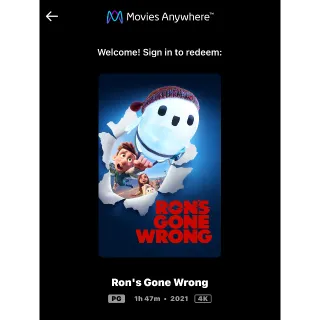 Ron's Gone Wrong (2021) / ih6y🇺🇸 / 4K UHD MOVIESANYWHERE 