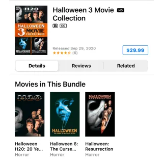 HALLOWEEN Triple Feature / 🇺🇸 / h20 + the curse of michael myers + resurrection / 4K UHD ITUNES