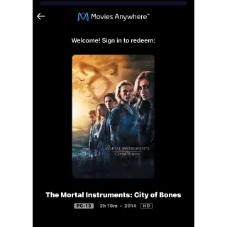 The Mortal Instruments: City of Bones (2013) / 🇺🇸 / HD MOVIESANYWHERE