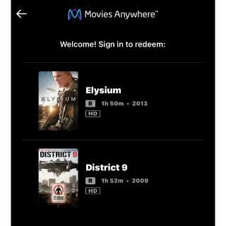 Elysium + District 9 + Chappie / 🇺🇸 / HD MOVIESANYWHERE